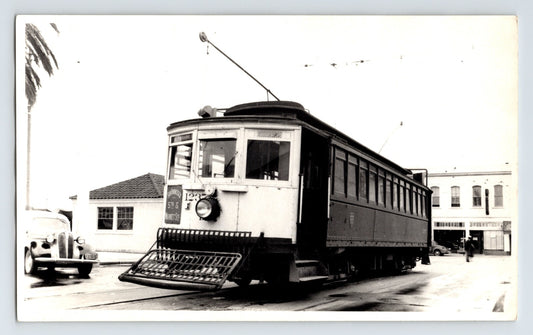San Francisco California 1940s streetcar at 5th and Market intersection with early automobile visible 4 x 6 photograph