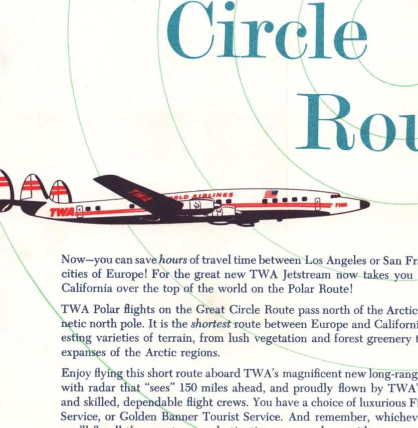TWA Trans World Airlines 1957 Polar Route System Time Table Brochure