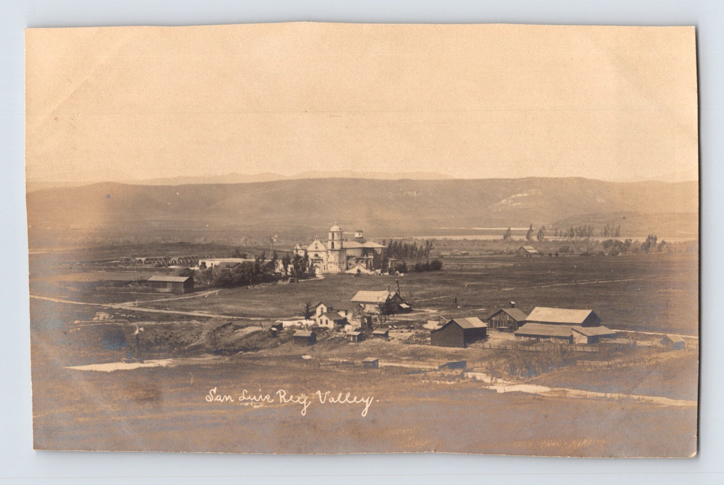 San Luis Rey Valley California Aerial 1910s Postcard RPPC Blank Back Thin Paper