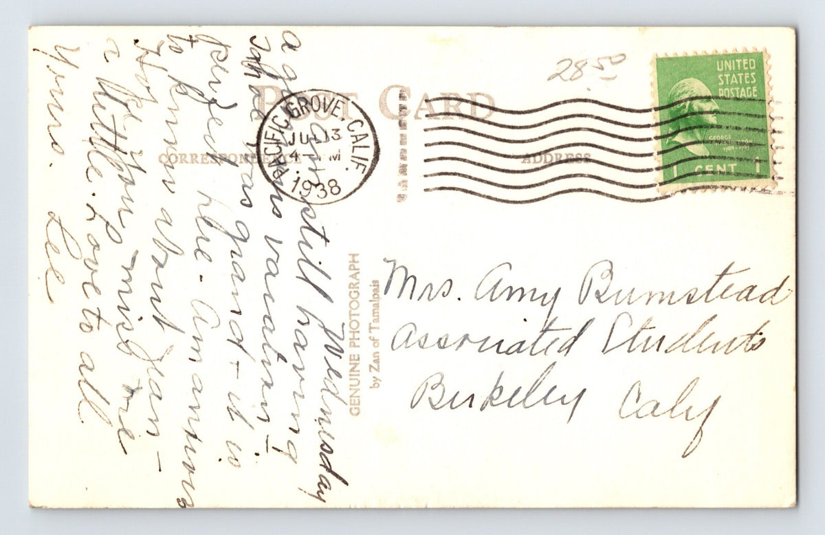 Carmel California Ocean Avenue Artistic Shops 1938 RPPC Postcard Posted