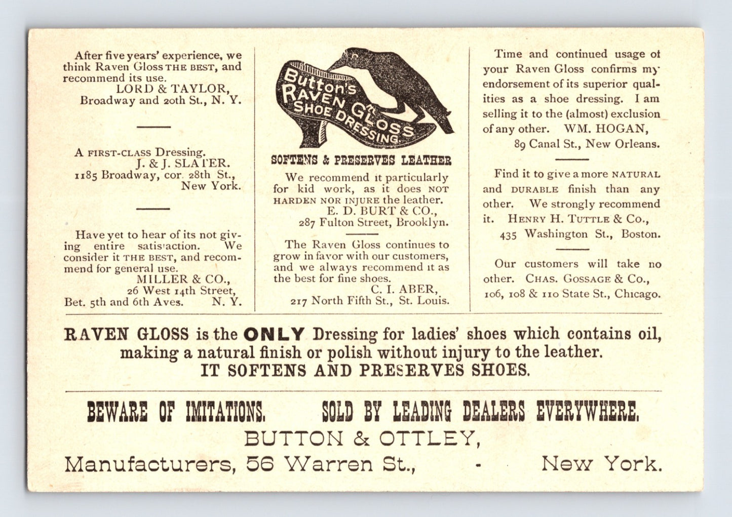 St Augustine Florida Emery Simmons Rose Boots Shoes 1890s Trade Card 3.5 x 5