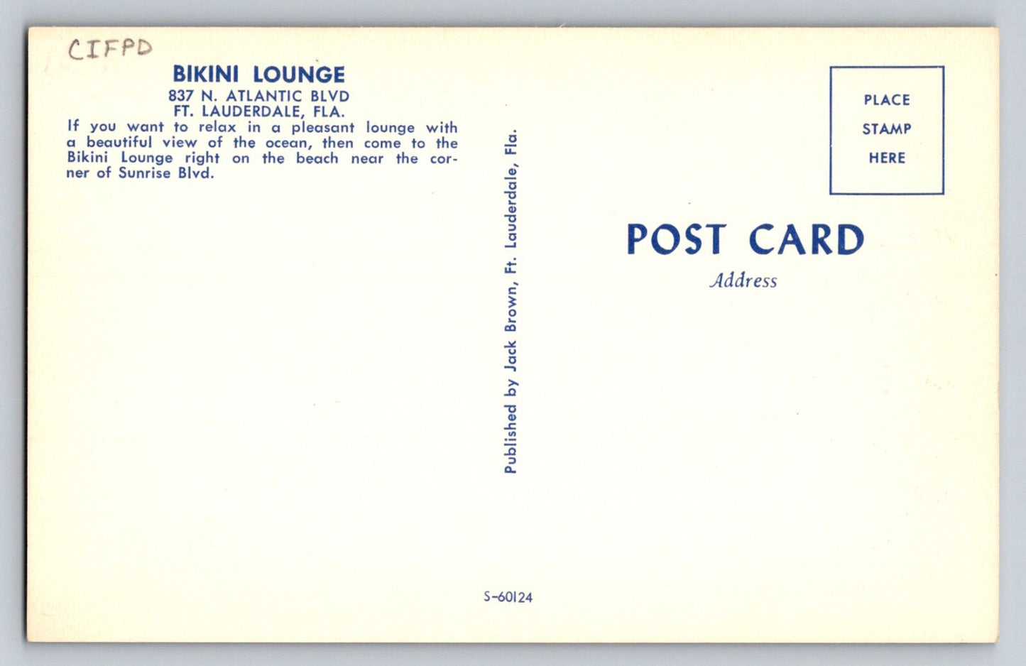 Fort Lauderdale Florida Bikini Lounge 1960s Postcard Unposted Chrome