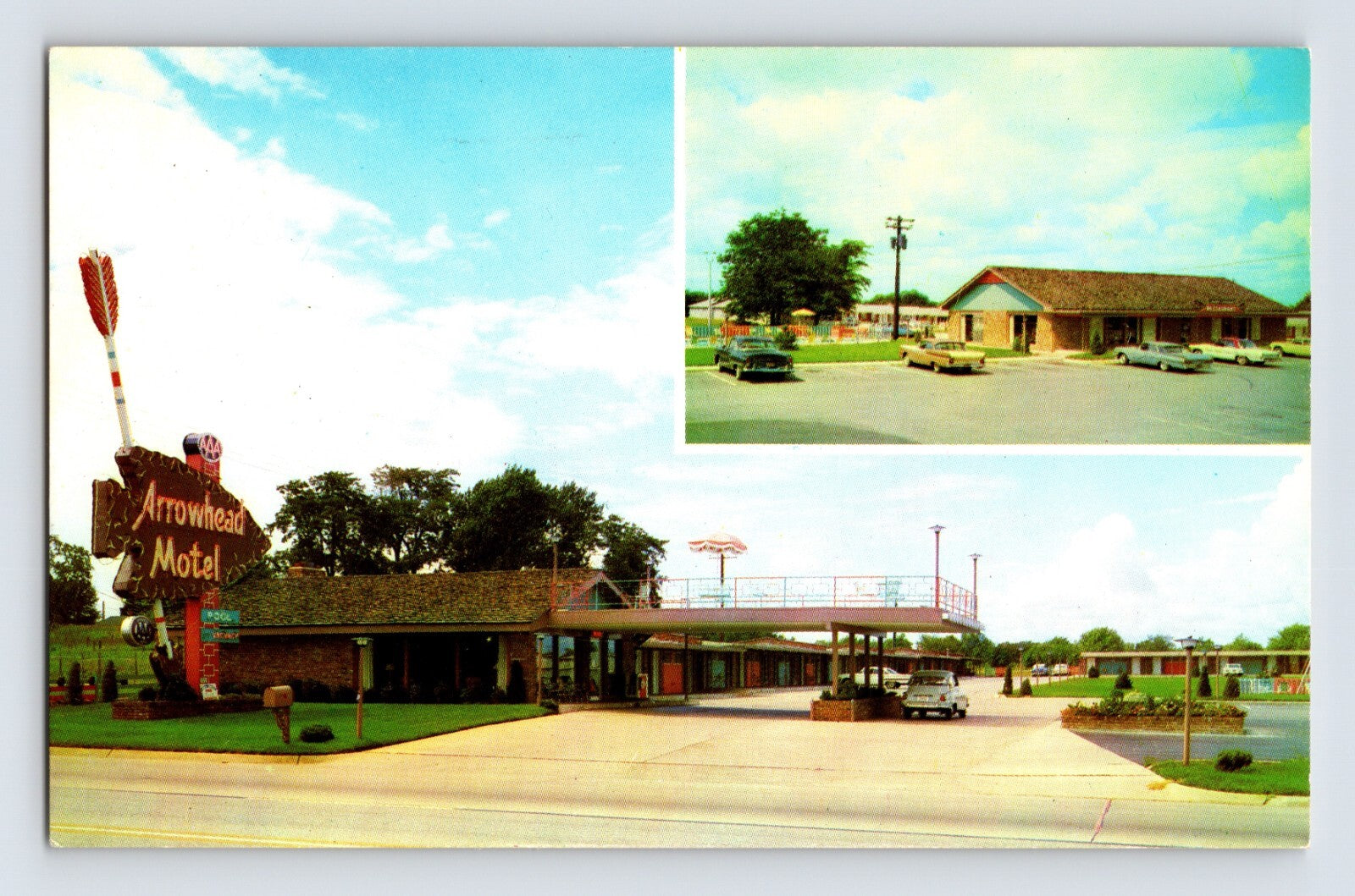 Springfield Missouri Arrowhead Motel Route 66 1960s chrome postcard