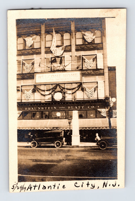 Atlantic City NJ Braunstein Blatt Welcome Home Sailors 1919 Photo - 2.75 x 4.25