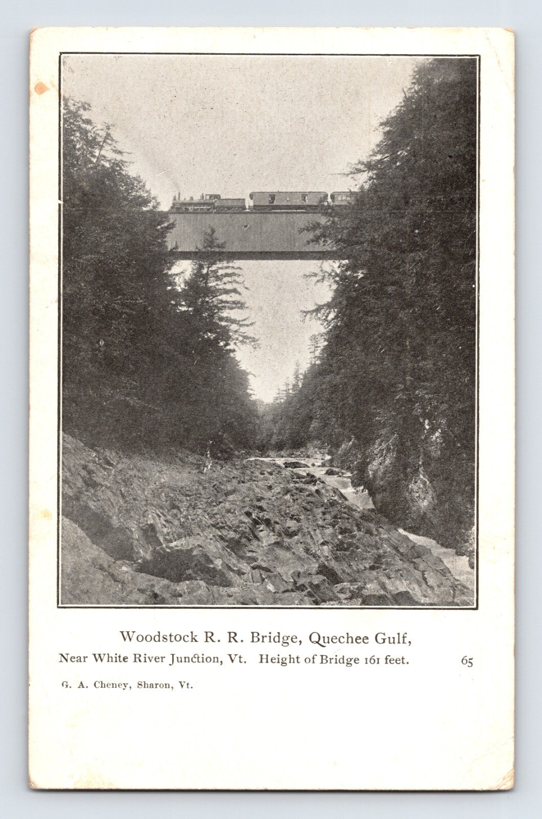 White River Junction Vermont Woodstock Railroad bridge Quechee Gulf train postcard 1929