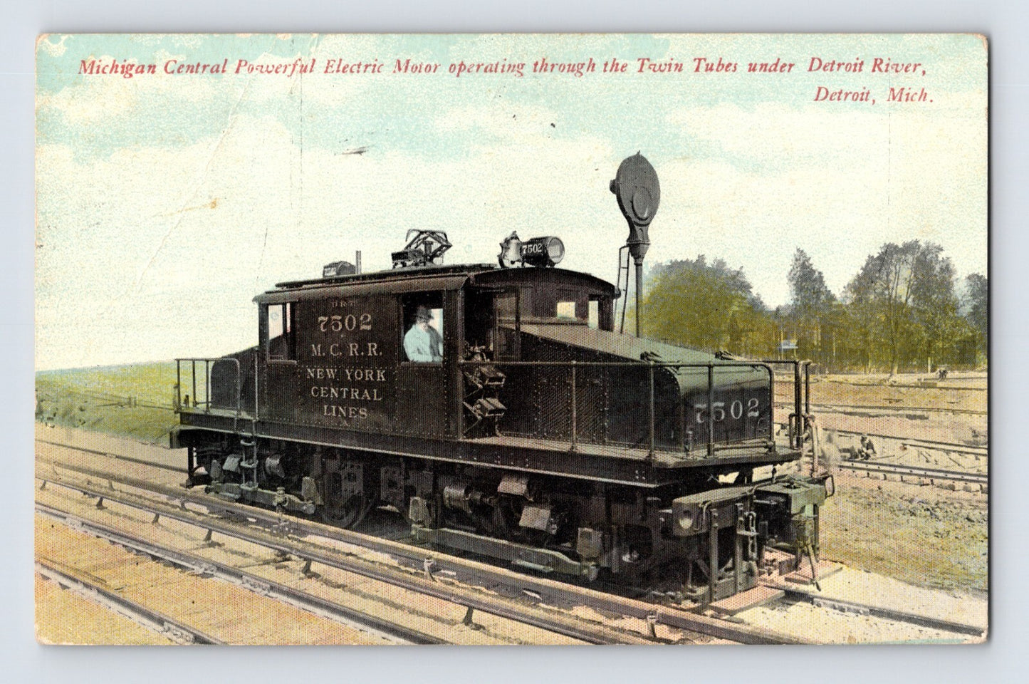 Detroit Michigan New York Central Electric Switcher 1911 Postcard Posted