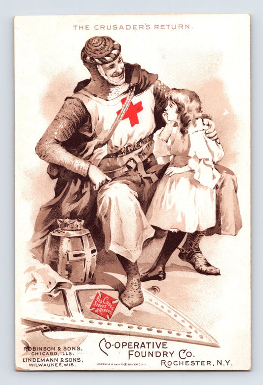 Red Cross Bee Stove Trade Card 1890s Towanda Pennsylvania 5.25 x 3.5