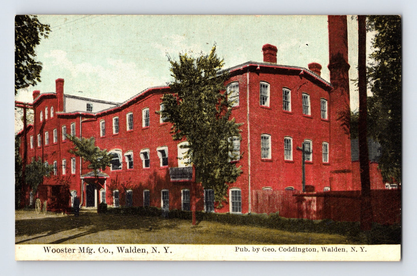 Walden New York Wooster Manufacturing Company factory building 1910s divided back postcard
