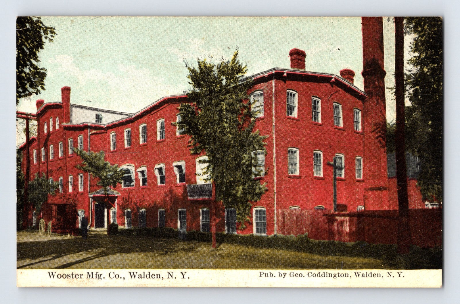 Walden New York Wooster Manufacturing Company factory building 1910s divided back postcard