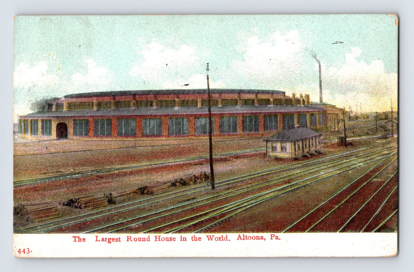 Pennsylvania Altoona PA Railroad Train Round House 1908 Postcard