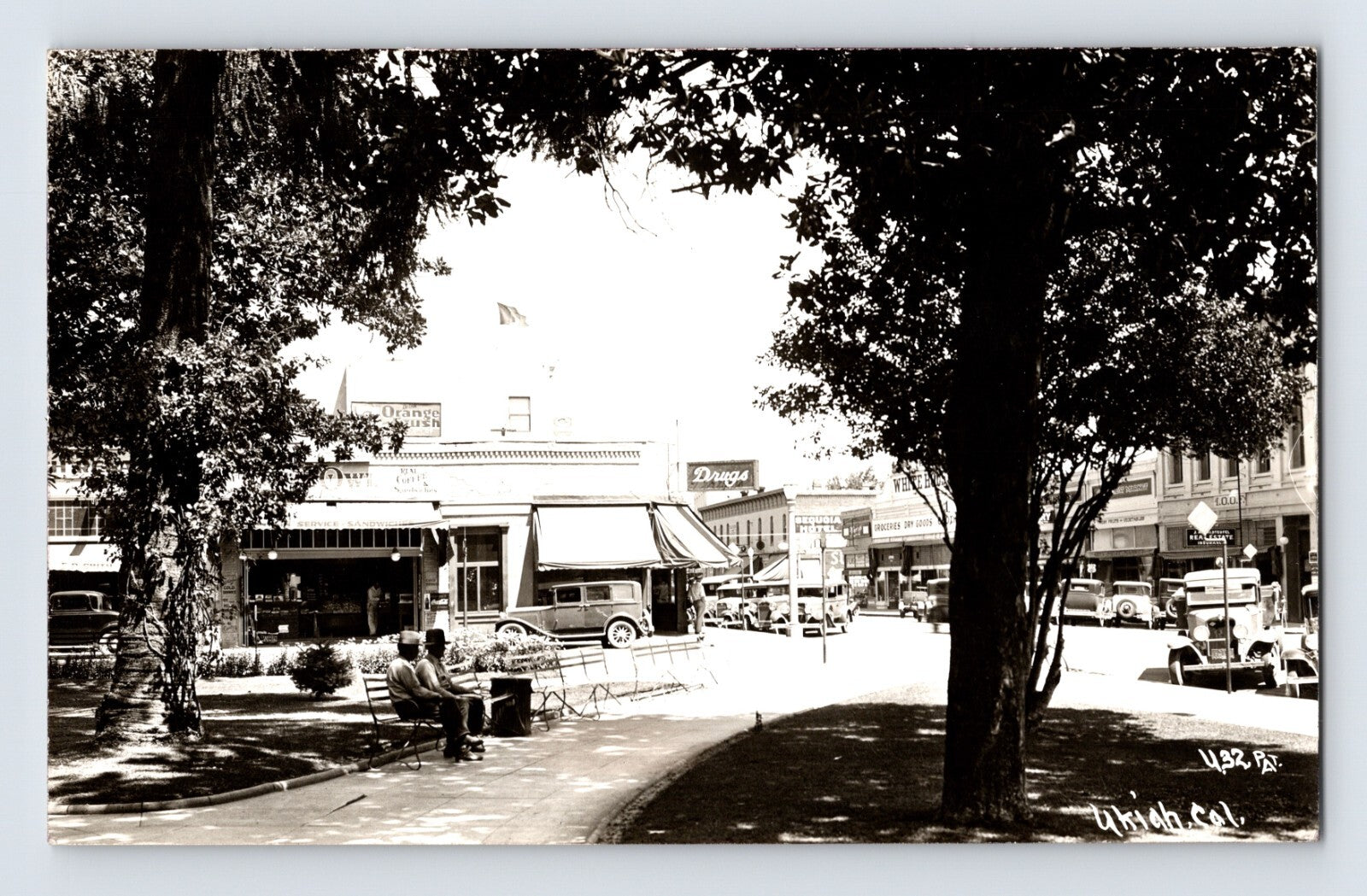 Ukiah California downtown 1940s Owl Coffee Orange Crush drug store real photo postcard unposted