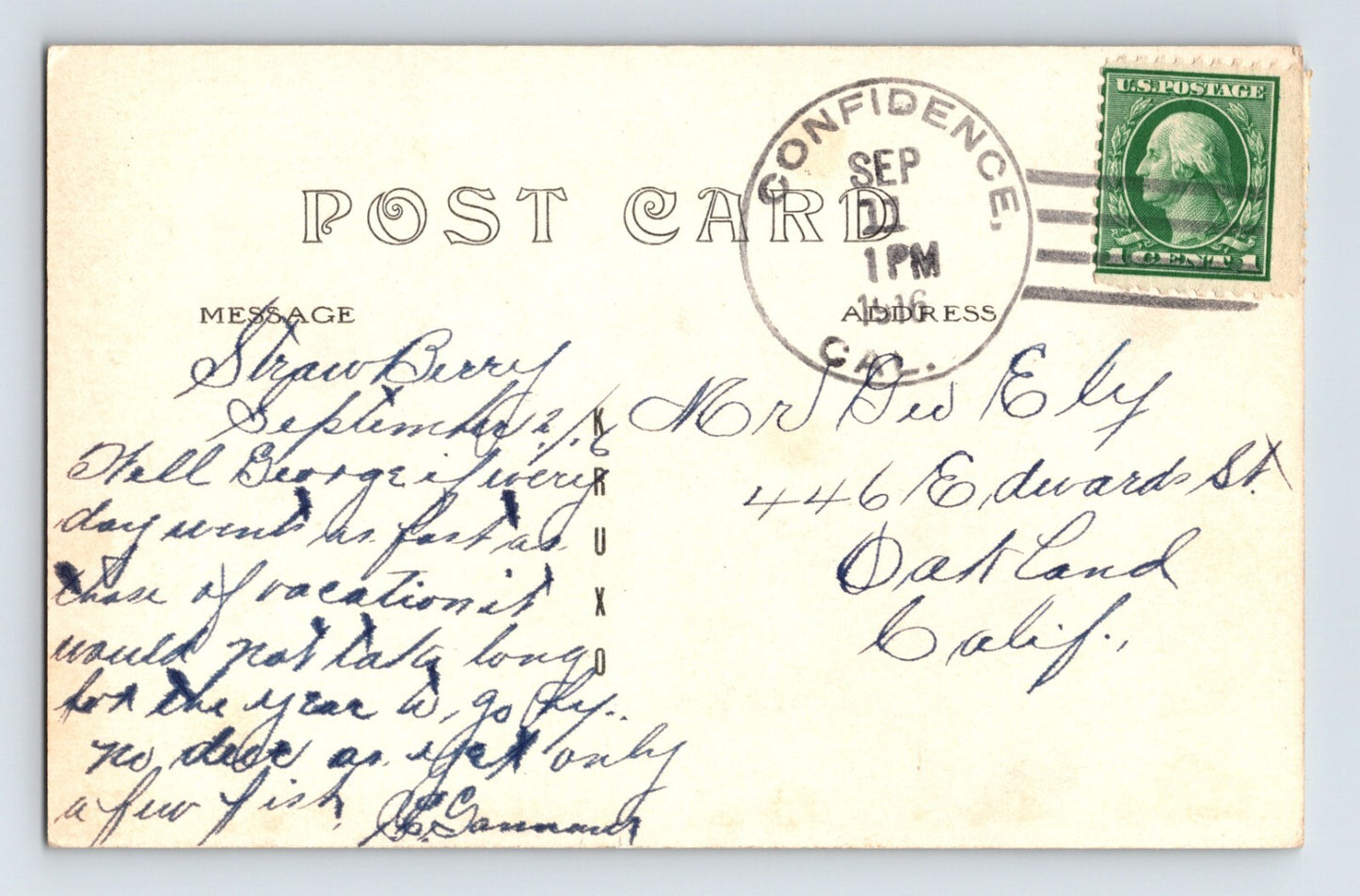 Strawberry California Stanislaus River 1916 RPPC Postcard Posted