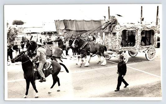 Arthur Bros Circus parade ornate lion cage wagon pulled by draft horses Louisville Kentucky 1967 circus street parade photograph
