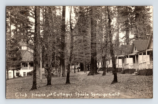 Shasta Springs California Club House Cottages 1910s RPPC Postcard Unposted