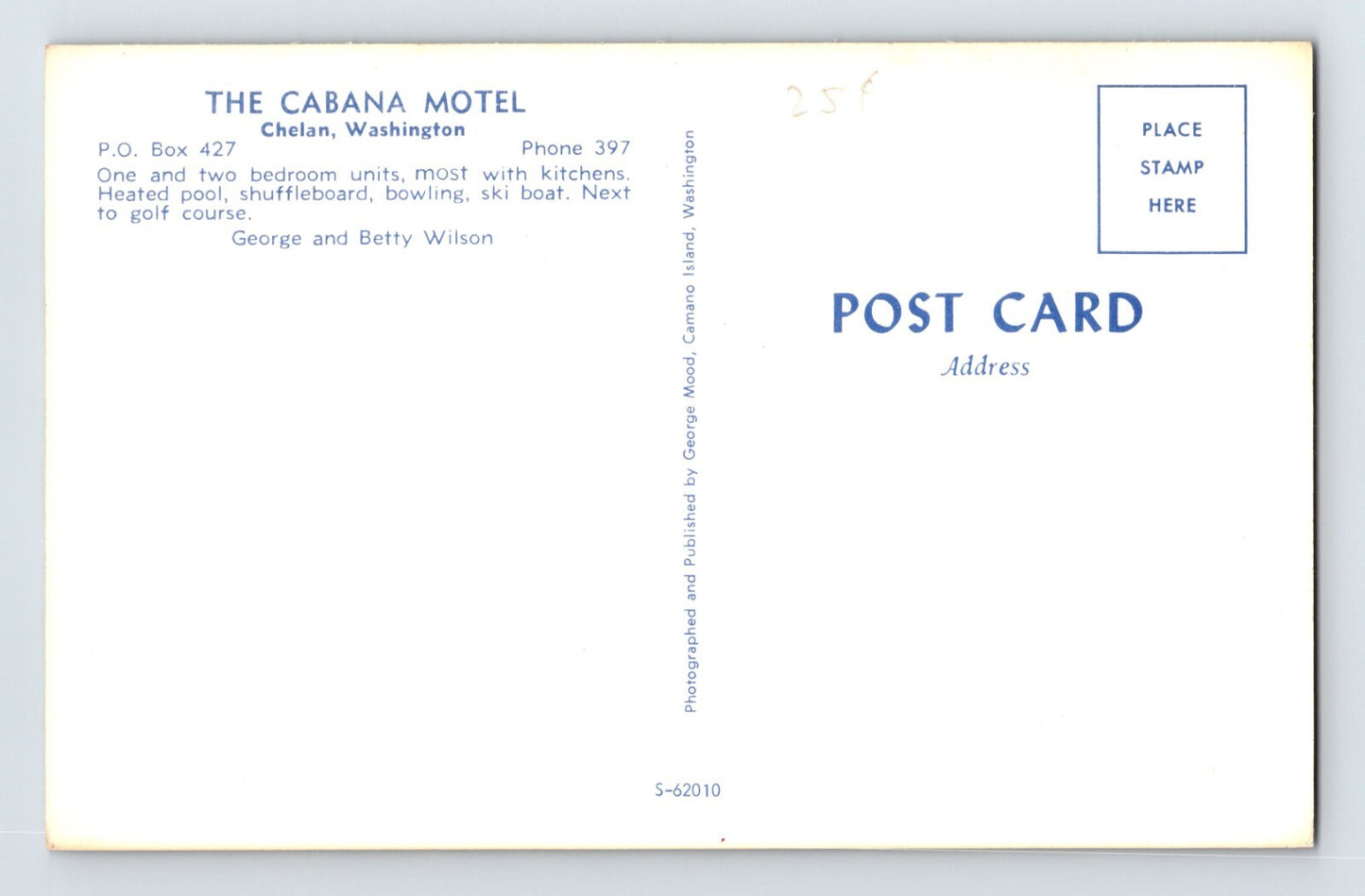 Chelan Washington Cabana Motel Pool 1960s Postcard Unposted Chrome