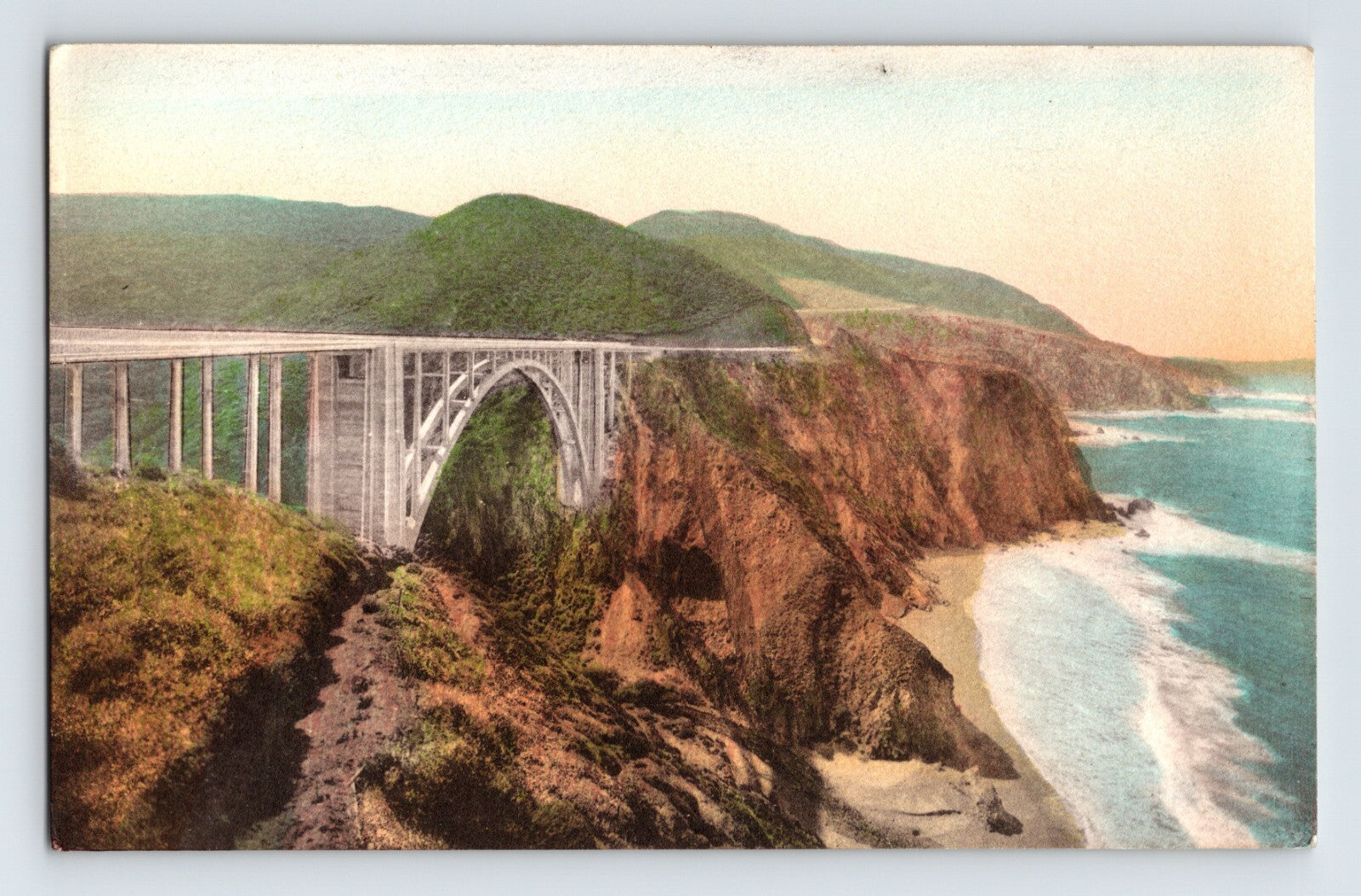 Carmel California Rainbow Bridge San Simeon Highway coastal cliffs postcard