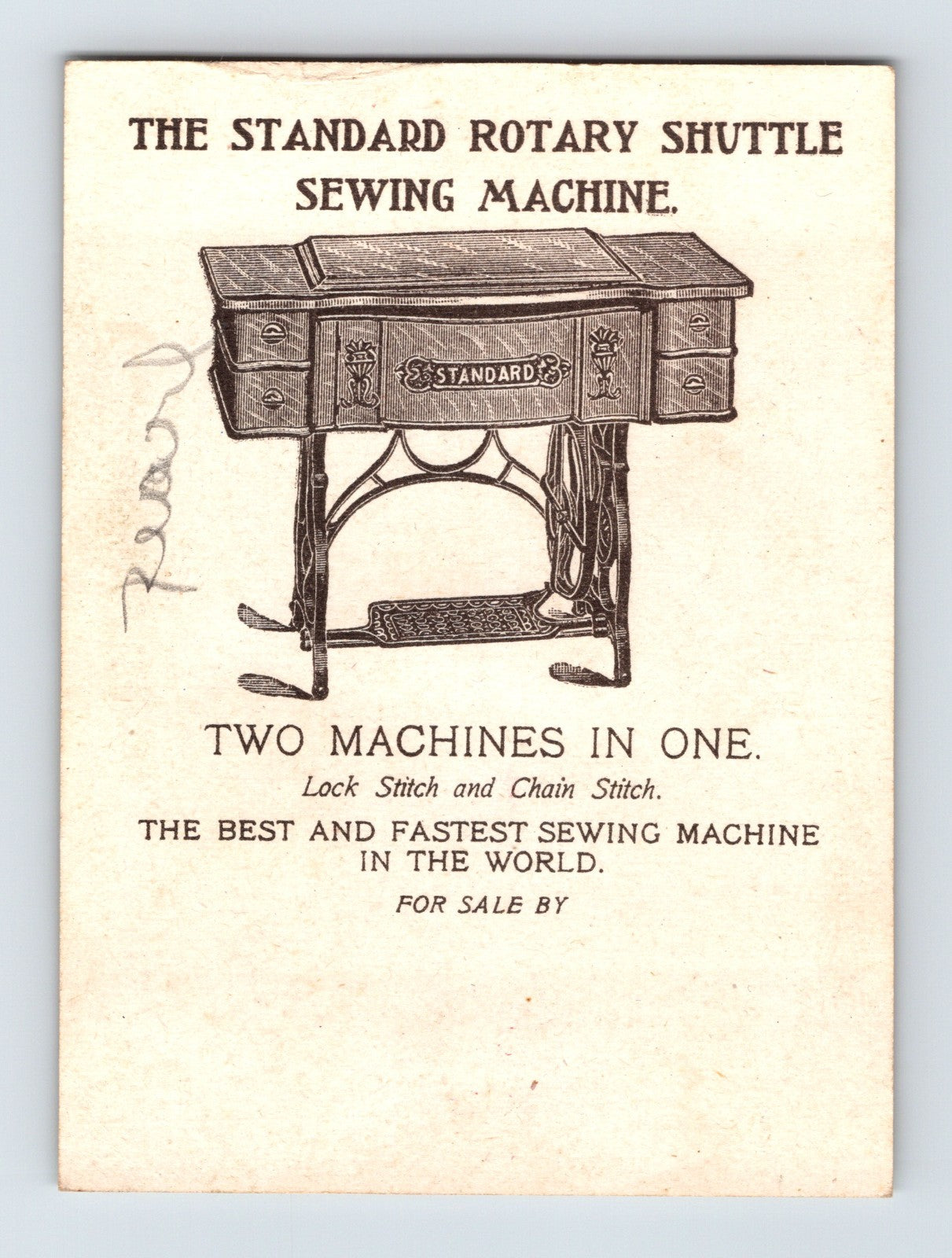 Standard Sewing Machine Child Rotary Shuttle 1890s Trade Card 3.75 x 2.75