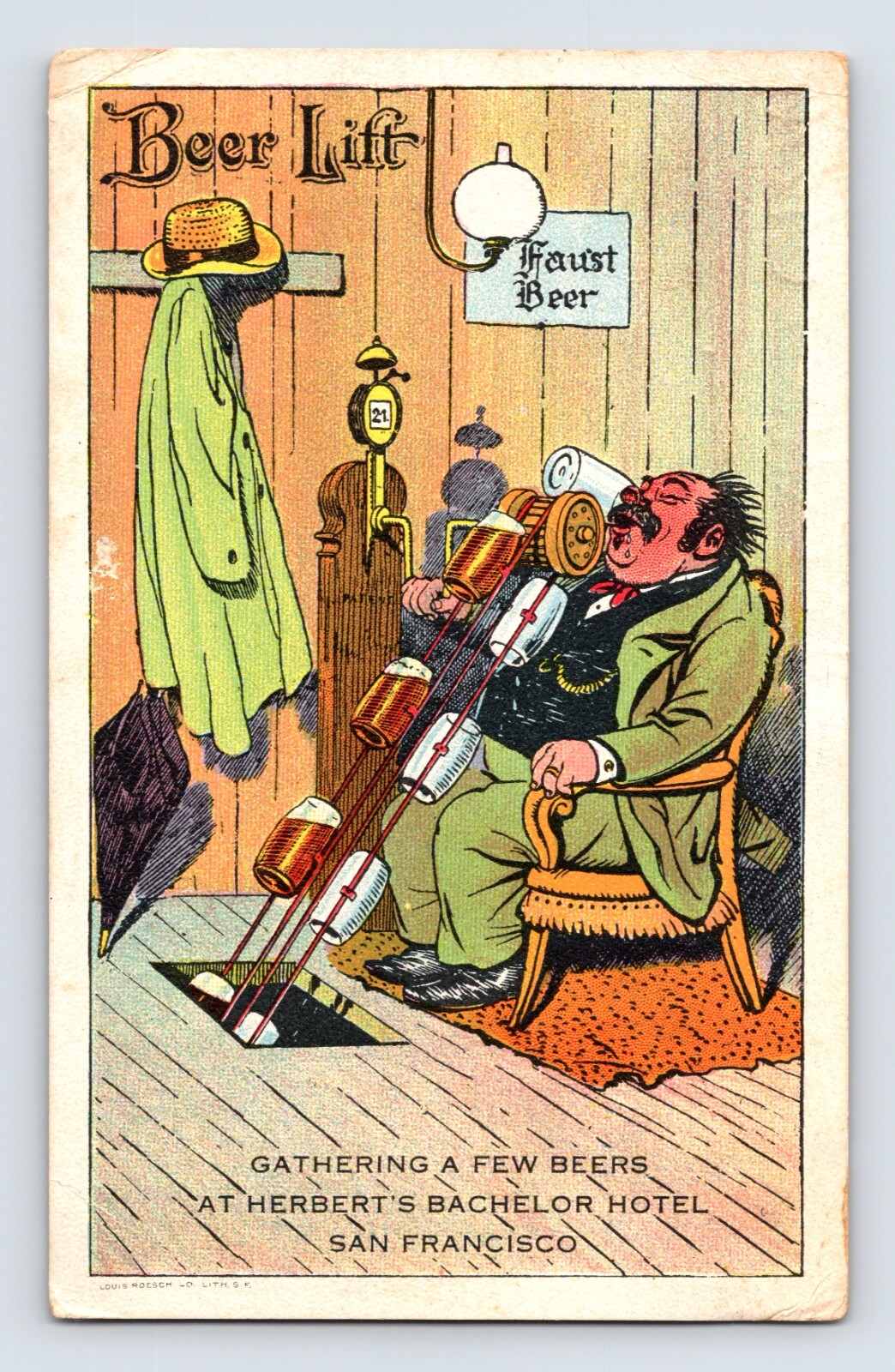 San Francisco California Herbert's Bachelor Hotel 1910 Postcard Posted Divided