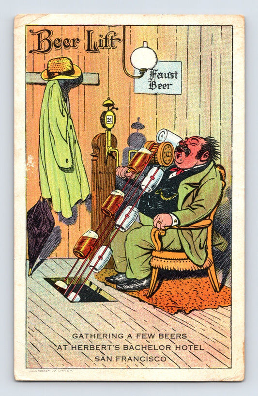 San Francisco California Herbert's Bachelor Hotel 1910 Postcard Posted Divided