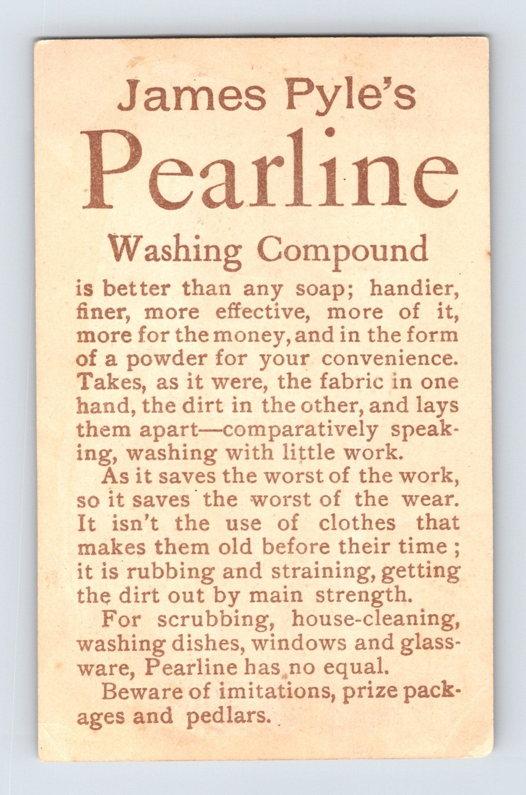 Pyle’s Pearline Soap Cute Little Girl Cat 1890s Victorian Trade Card - 4 x 2.5
