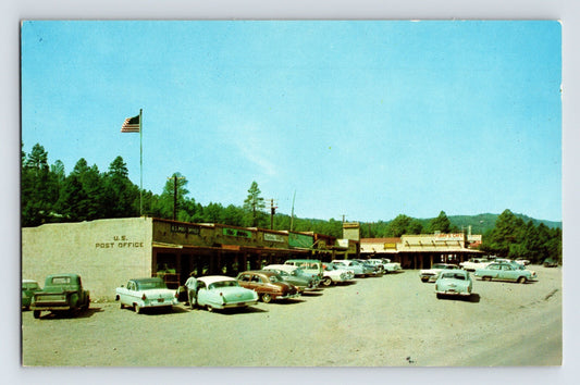 Ruidoso New Mexico Post Office Furry’s Cafe 1960s Postcard Unposted