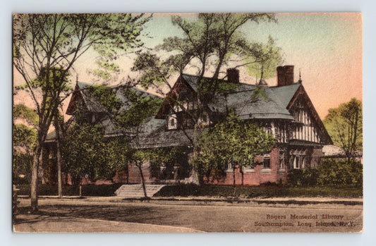 Southampton NY Long Island Rogers Memorial Library 1930s Postcard Albertype