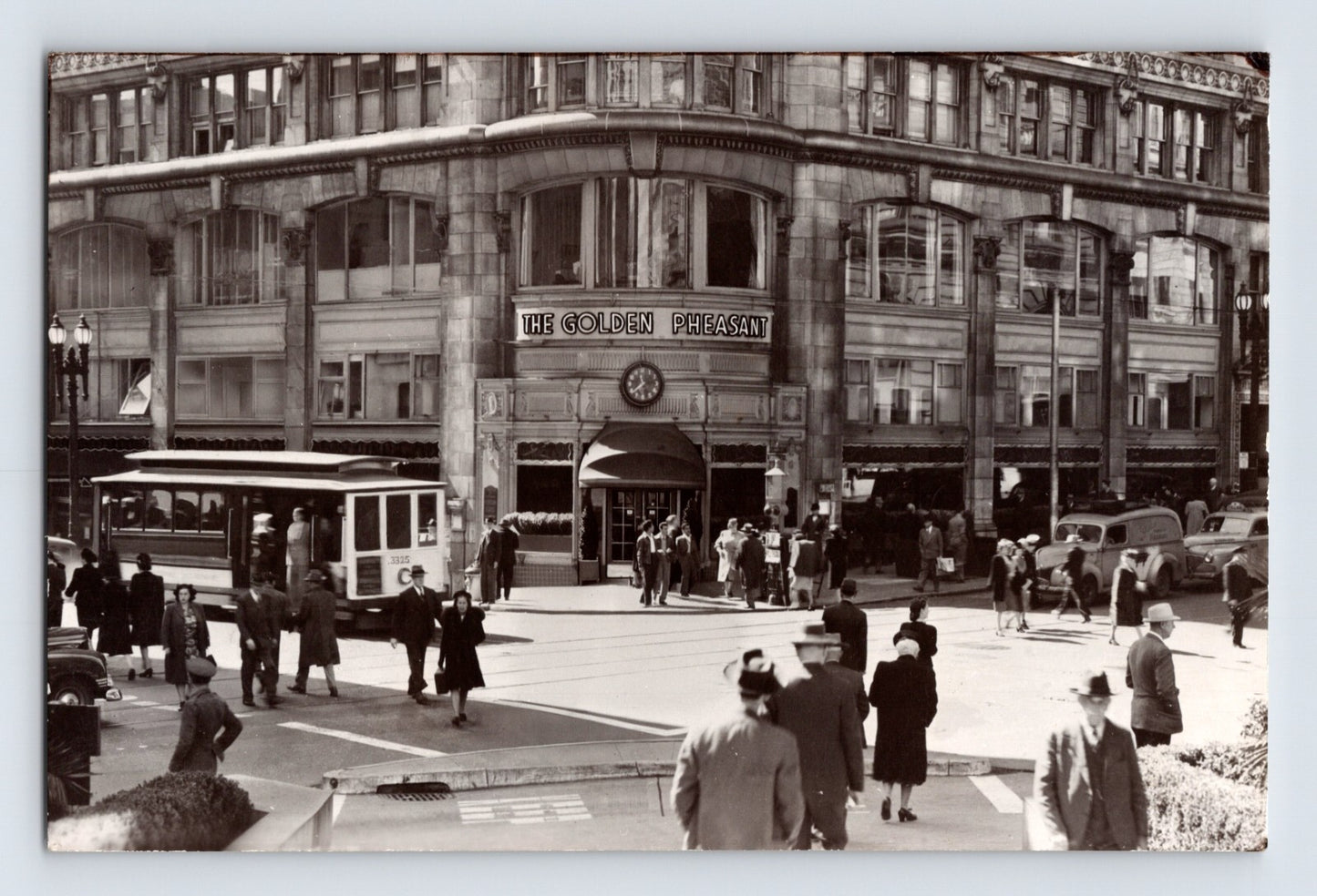 San Francisco California Golden Pheasant Restaurant 1940s RPPC street scene