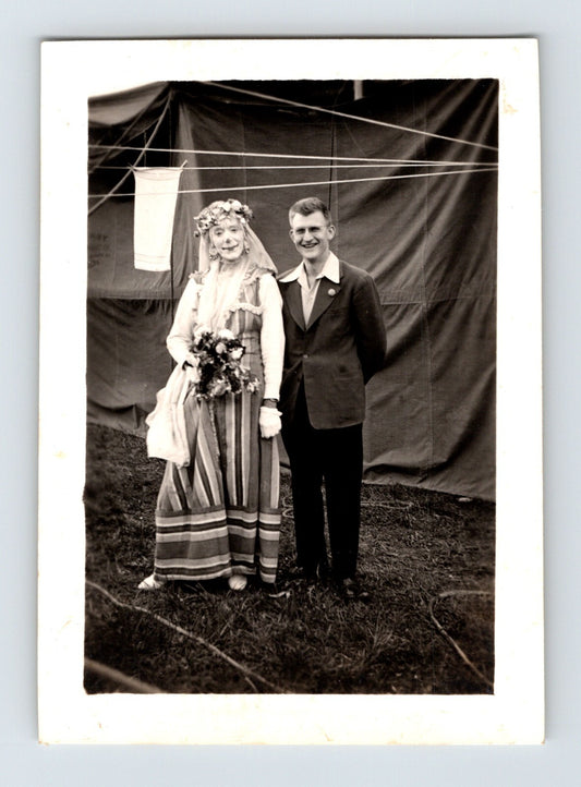 Cole Brothers Circus 1944 female clown costume performer couple candid vintage photo 2.5 x 3.5