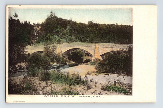 Napa California Stone Bridge Hand Colored 1920s Postcard Unposted Divided
