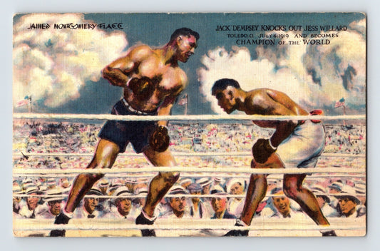 New York City New Jack Dempsey Restaurant Jess Willard 1940s Postcard Unposted