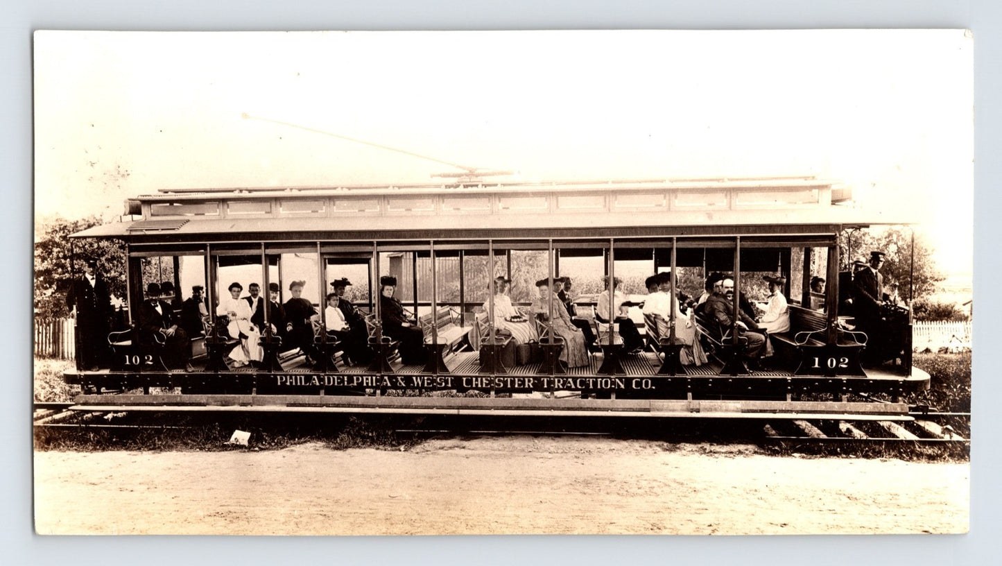 Philadelphia West Chester Traction Company open trolley car 1900 photograph
