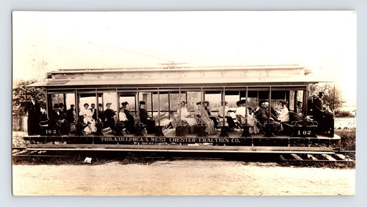 Philadelphia West Chester Traction Company open trolley car 1900 photograph