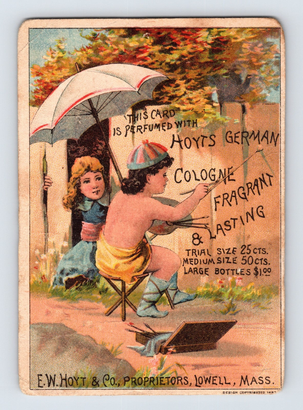 Hoyts German Cologne Artist Cupid Rubifoam 1890s Trade Card 4.5 x 3.25