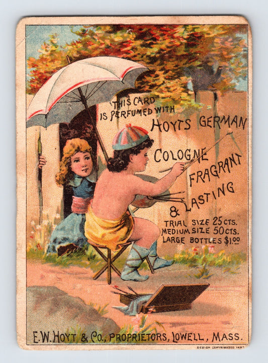 Hoyts German Cologne Artist Cupid Rubifoam 1890s Trade Card 4.5 x 3.25