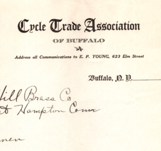 Cycle Trade Association Buffalo NY 1913 Bicycle Road Race Letterhead 8.5 x 11