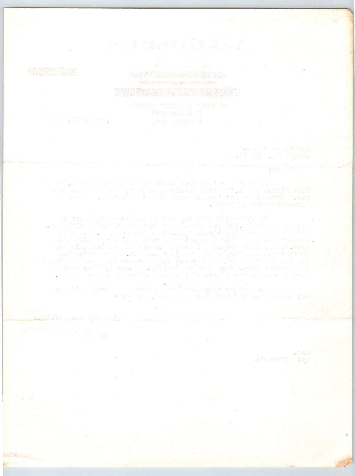 York Pennsylvania 1950 A J Golden Cigars Letterhead 8.5 x 11