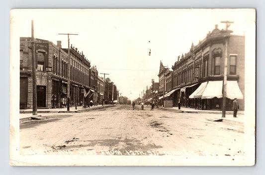 Marion Iowa Seventh Avenue Tenth Street downtown buildings real photo postcard