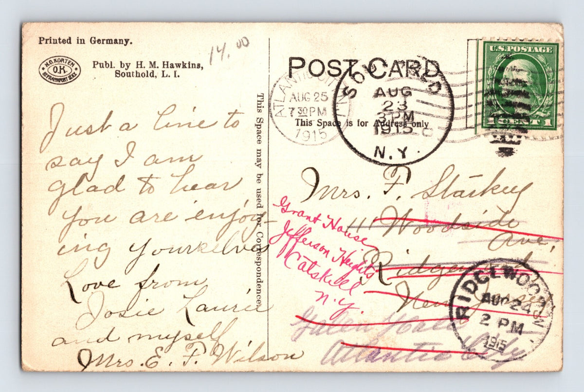 Southold Long Island New York Creek Road 1915 Postcard Posted Divided Back