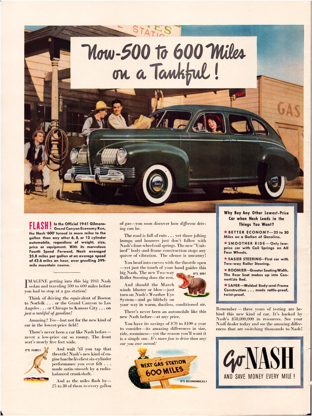 Nash 1941 Model 600 Print Ad Full Page 10.5 x 13.5