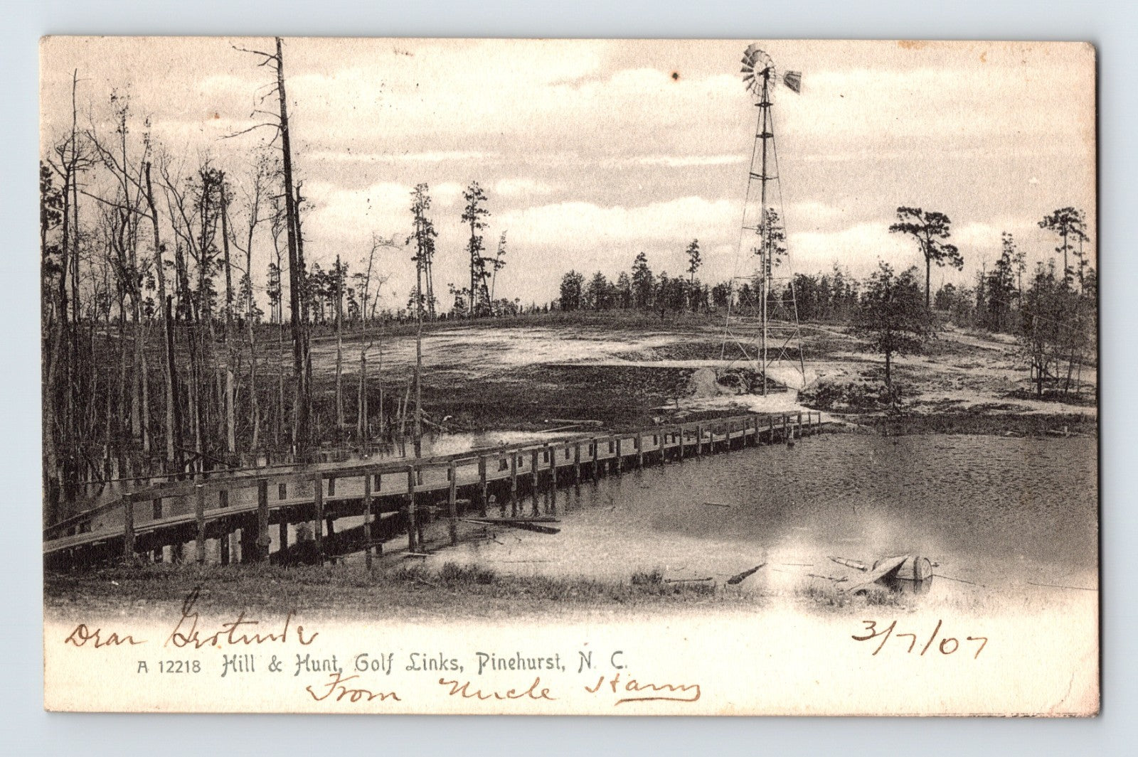 Pinehurst North Carolina Hill Hunt Golf Course 1907 early course view
