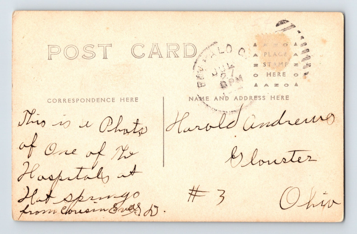 Hot Springs South Dakota Battle Mountain Sanitarium 1912 RPPC Postcard Posted