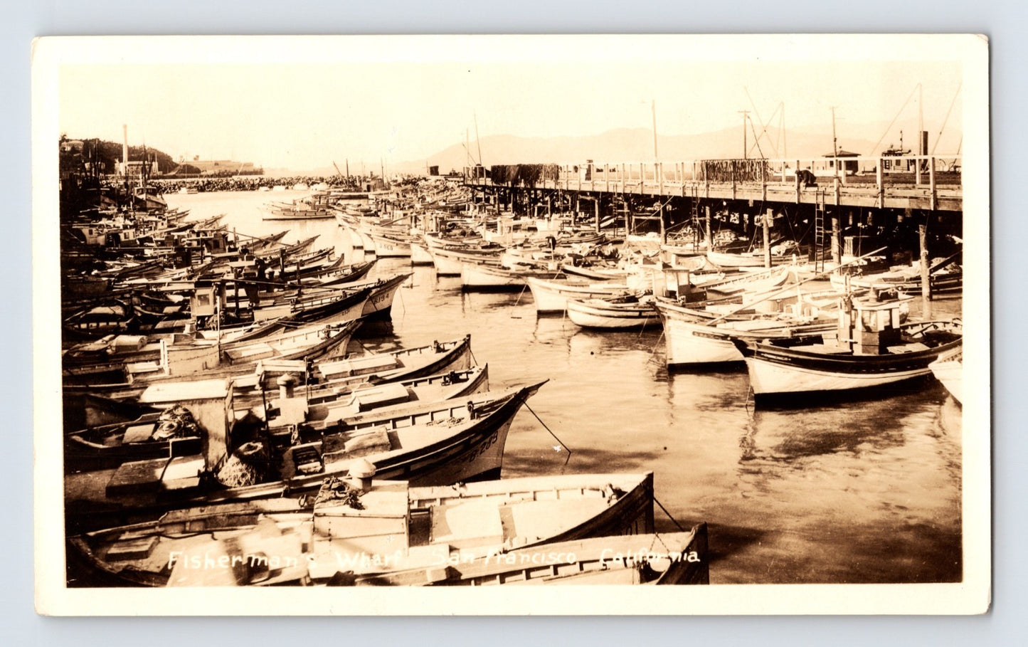 San Francisco California Fishermans Wharf Fishing Boats Harbor 1930s Photo 3.5 x 6