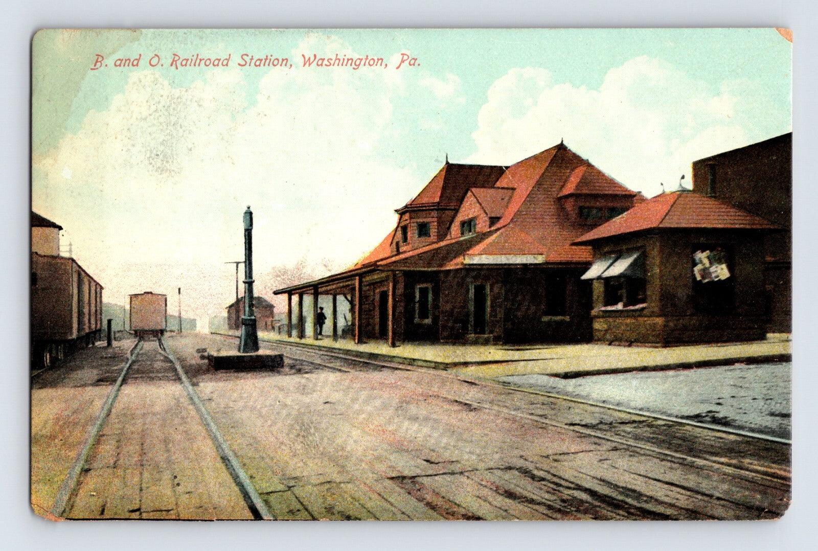 Washington Pennsylvania Baltimore and Ohio Railroad station depot 1910s postcard