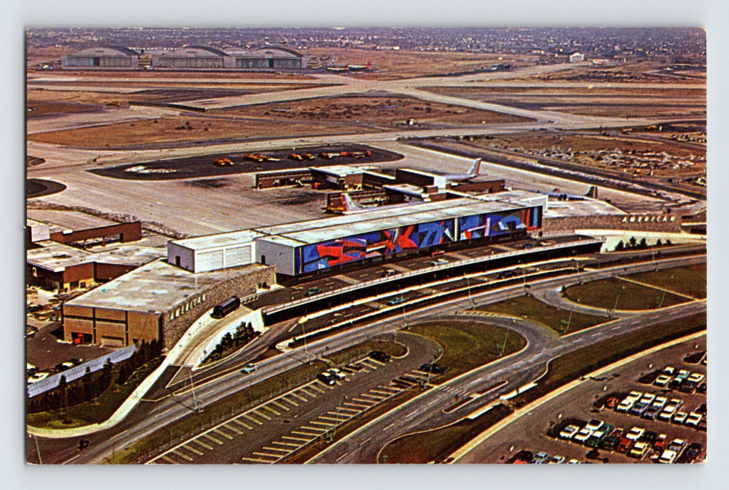 New York City International Airport American Airlines terminal aerial view 1960s postcard