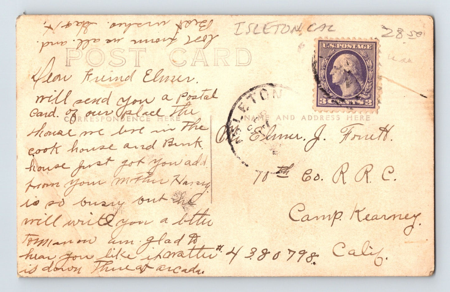 Isleton California Cook Bank House 1910s RPPC Postcard Posted Undivided Back