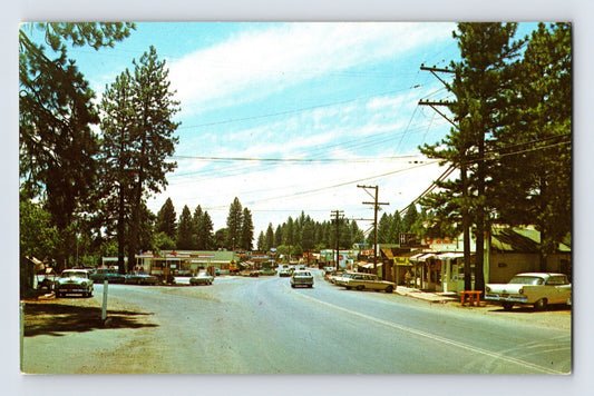 Paradise California Main Street Gas Station Automobiles 1960s Postcard Unposted