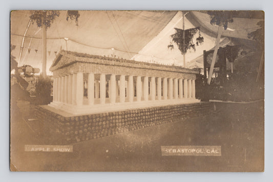 Sebastopol California Gravenstein Apple Show display colonnade exhibit photo 1913 postcard