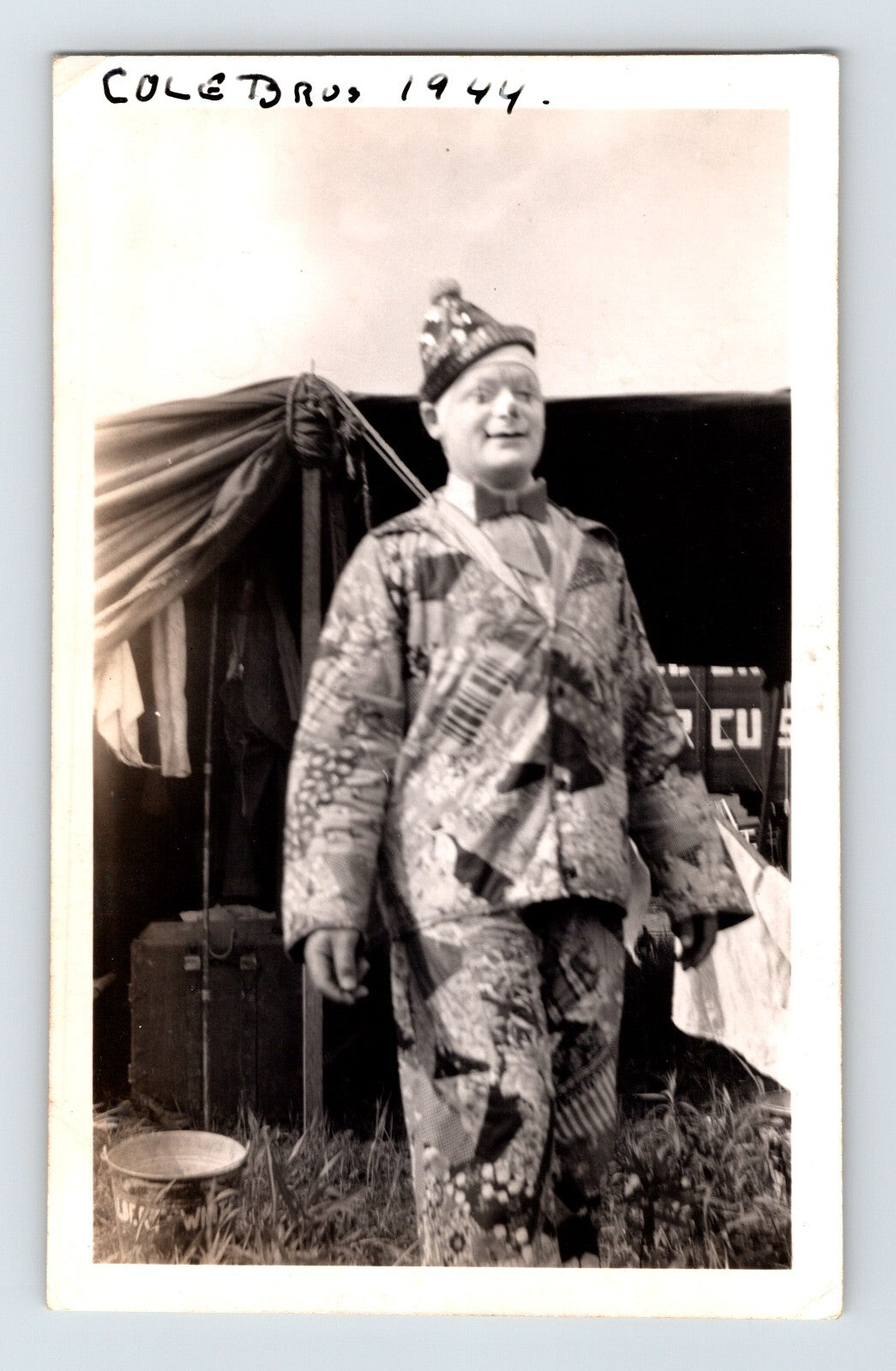 Cole Bros Circus clown Albert White costume portrait 1944 photograph