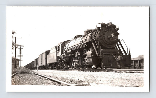 Nickel Plate Road 2-8-2 steam locomotive freight train Plymouth Indiana 1947 railroad photo