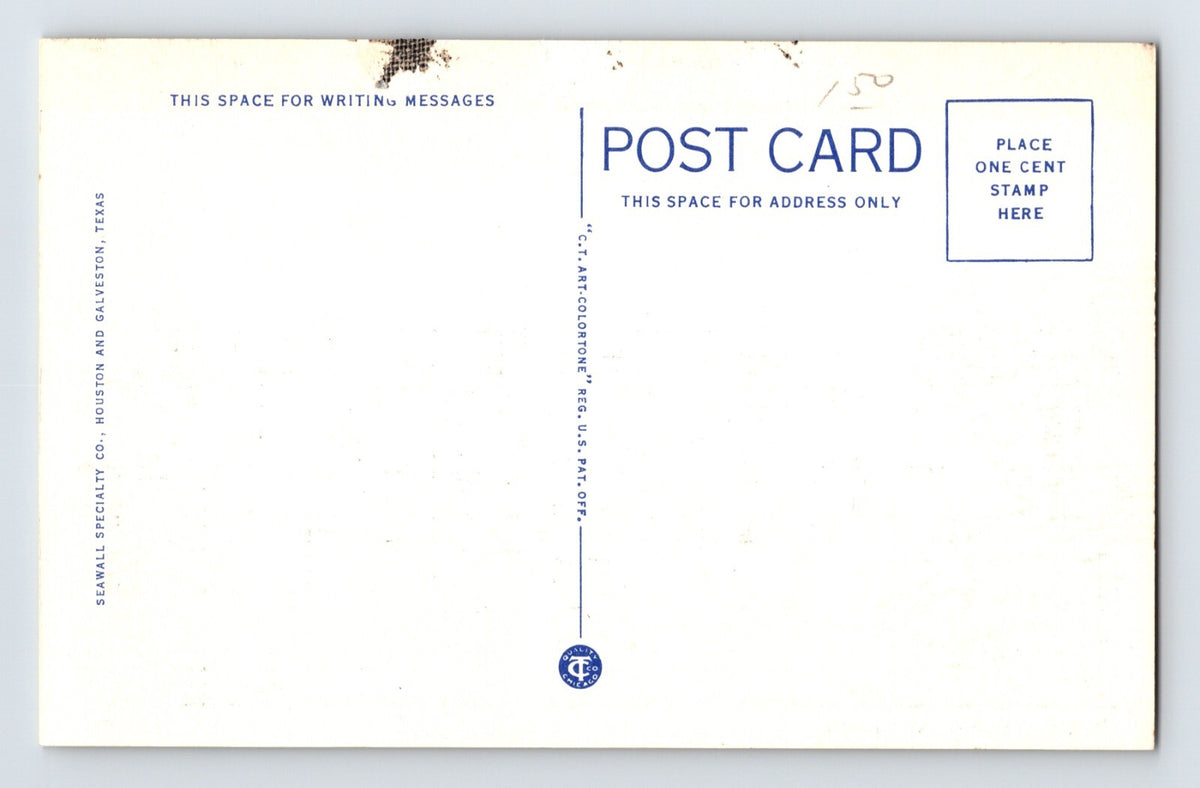 Galveston Texas Fishing Shrimp Oyster Boats Mosquito Fleet 1940s Postcard Linen